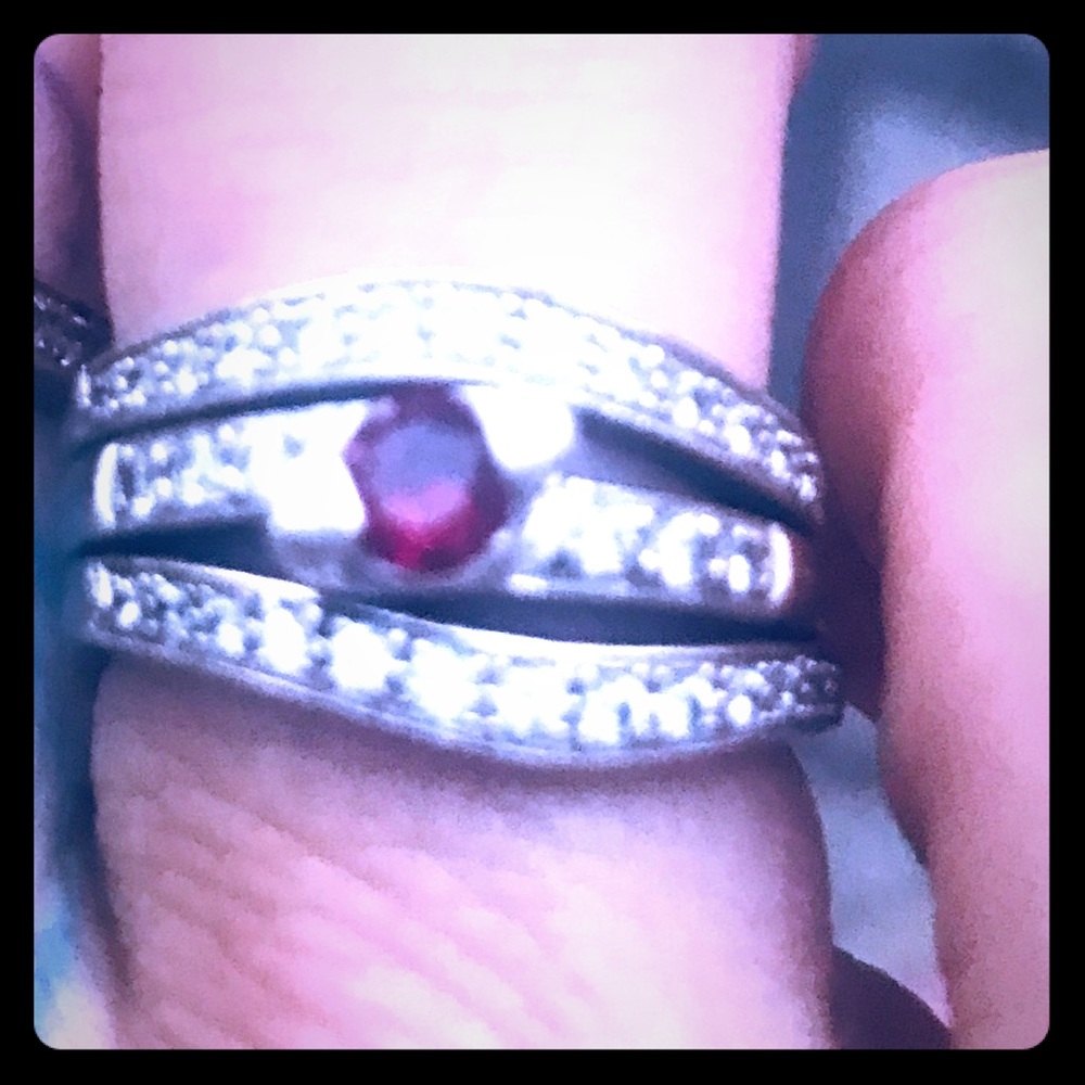 white gold diamond bands with ruby diamond ring